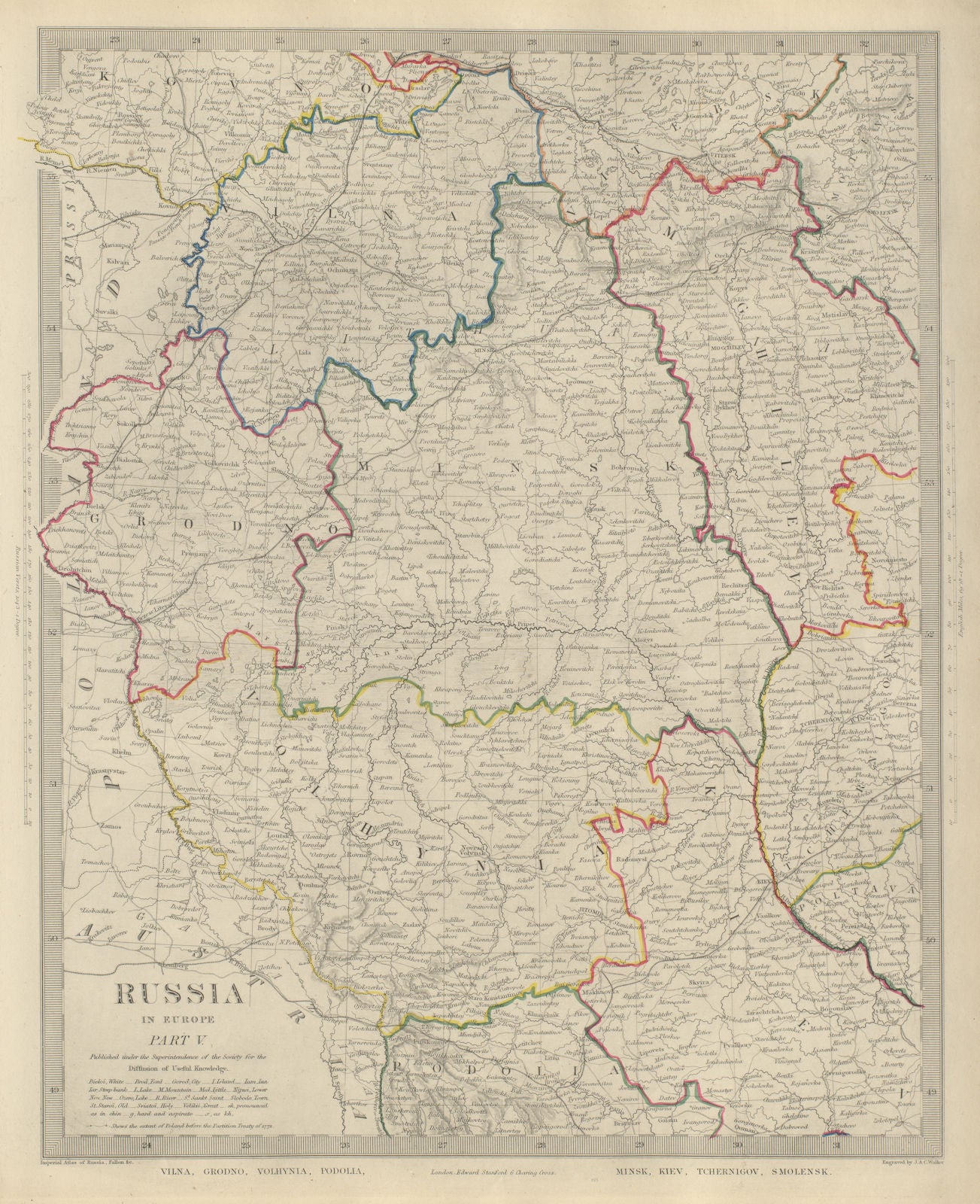 EASTERN EUROPE Vilnius Belarus Lithuania Grodno Podolia Minsk Kiev SDUK 1874 map